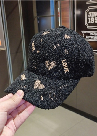 Diy Sort Brev Broderi Uld Baseball Cap Hat