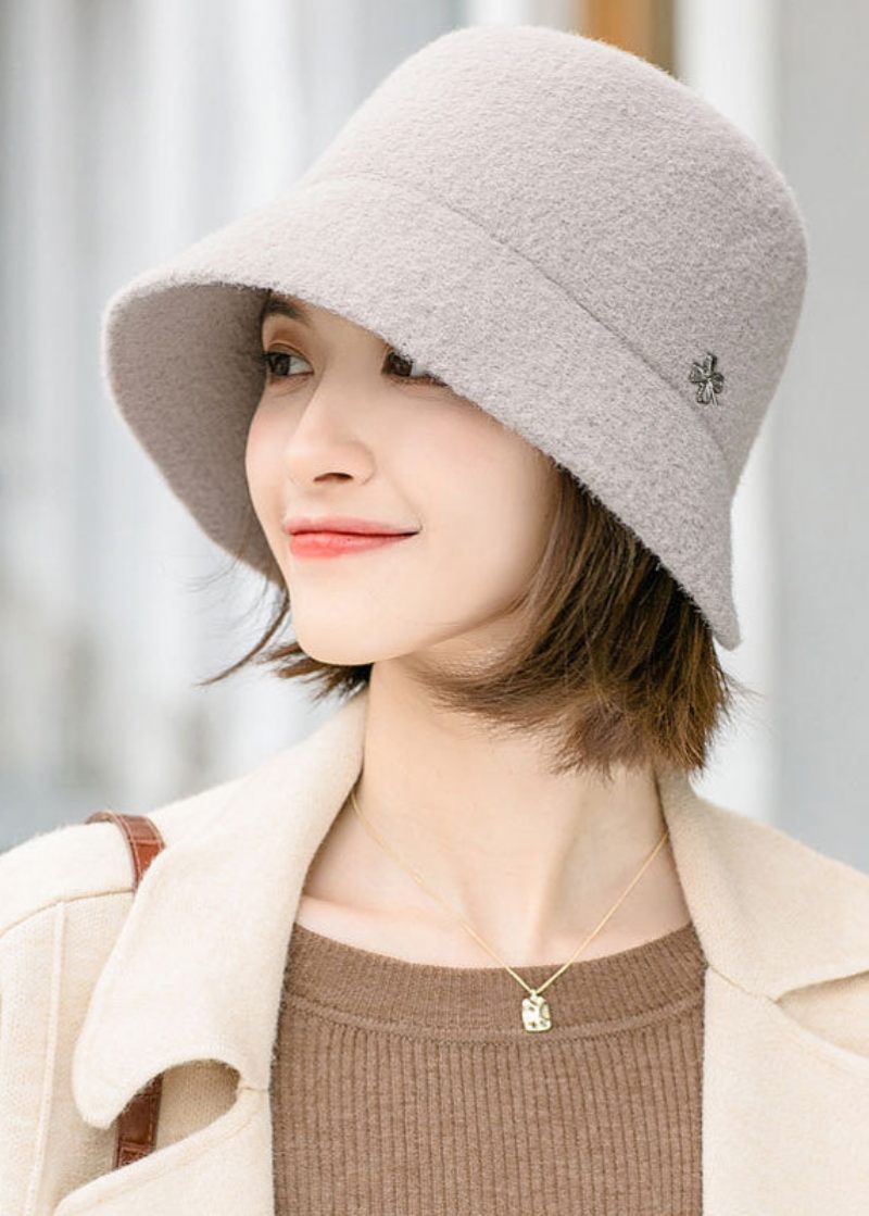 Fashion Black Alsidig Woolen Bucket Hat - Dame uldfrakker