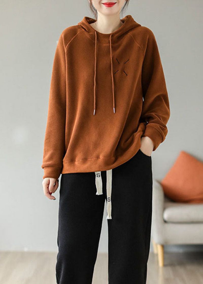 Lysegrøn Tyk Fleece Uldforet Sweatshirt Oversized Snøreforår - Dame uldfrakker