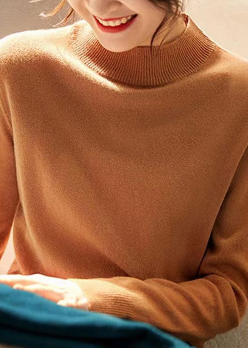 Ny Elegant Camel Stand Krave Ulden Strik Pullover Fall