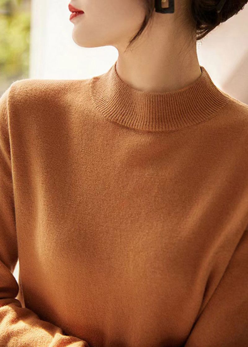 Ny Elegant Camel Stand Krave Ulden Strik Pullover Fall - Dame uldfrakker