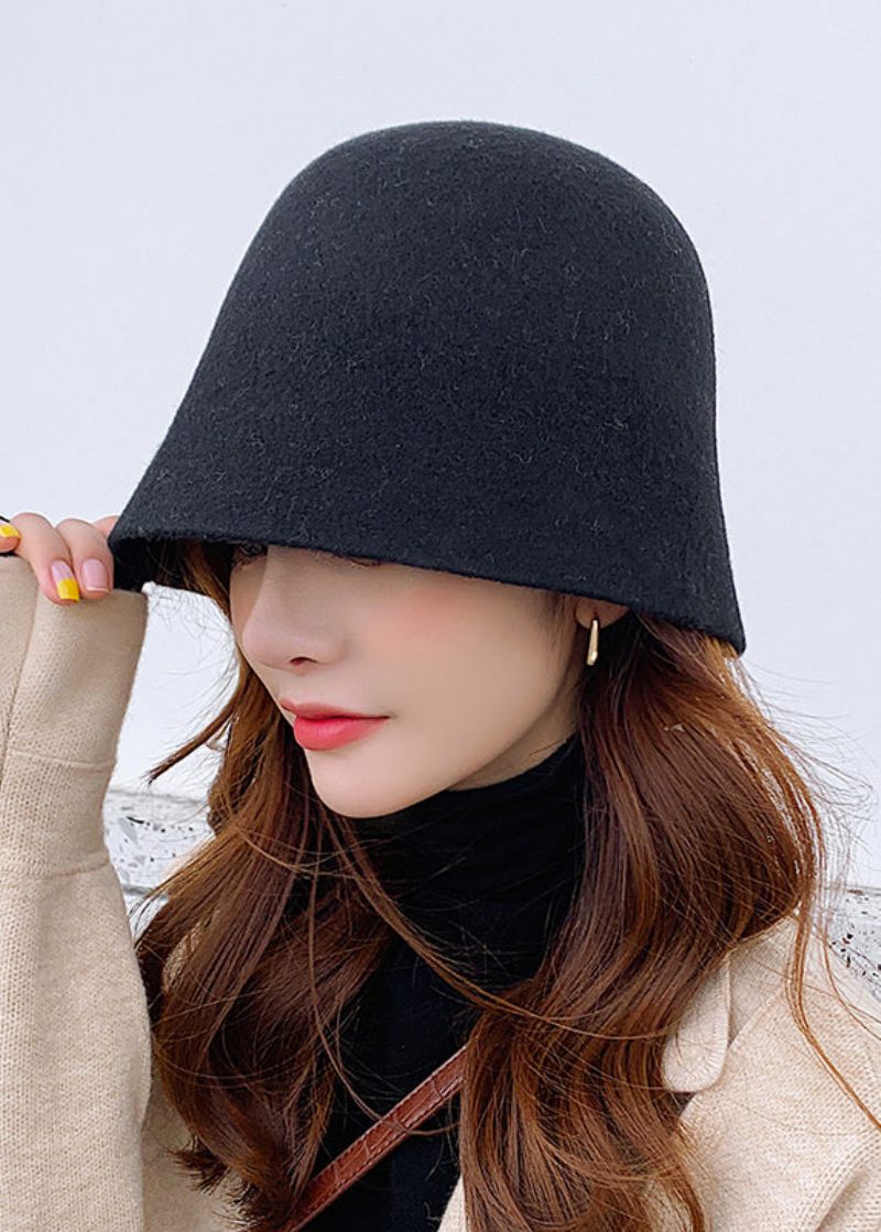 Simple Fashion Alsidig Kaffe Woolen Bucket Hat - Dame uldfrakker