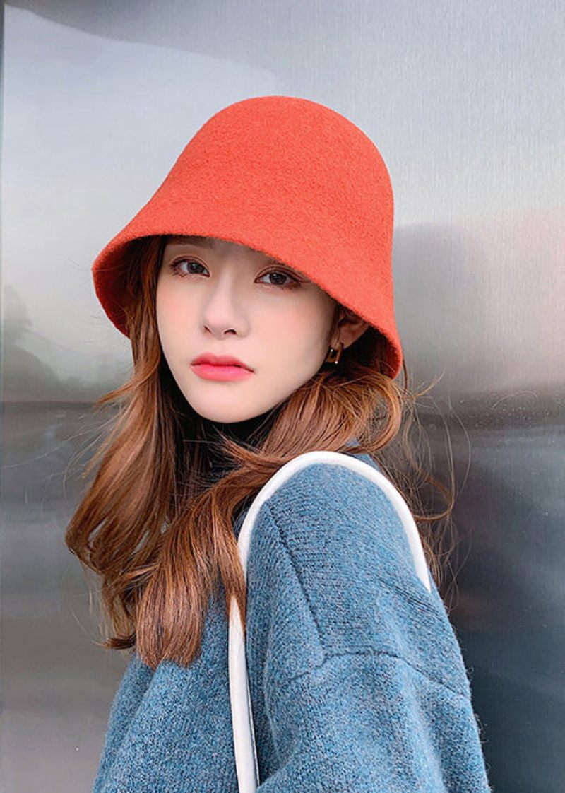 Simple Fashion Alsidig Kaffe Woolen Bucket Hat - Dame uldfrakker