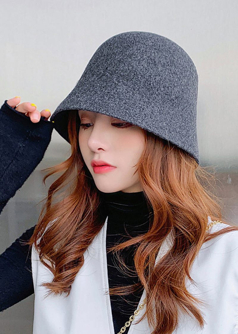 Simple Fashion Alsidig Kaffe Woolen Bucket Hat - Dame uldfrakker