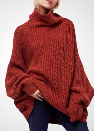 Stil Caramel Turtle Neck Oversized Uld Strik Sweater Toppe Vinter