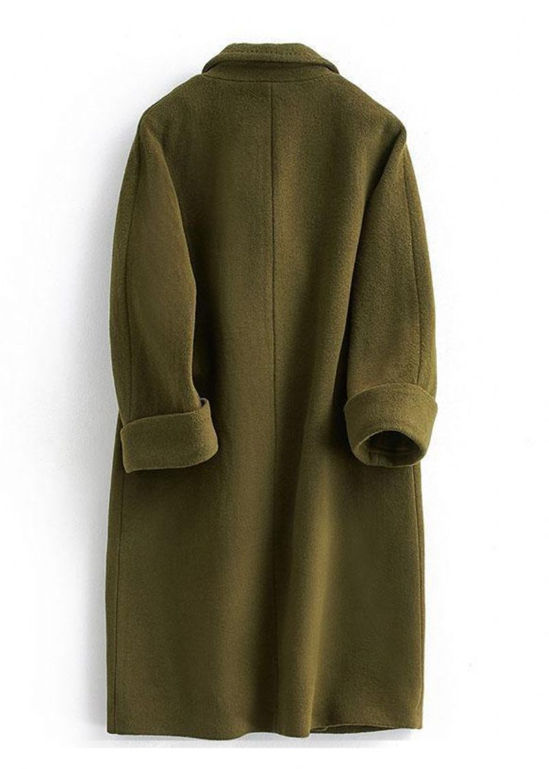 Woolen Coat Trendy Plus Size Lang Dobbeltbryst Kvinder Lilla Frakker Med Hak - Dame uldfrakker