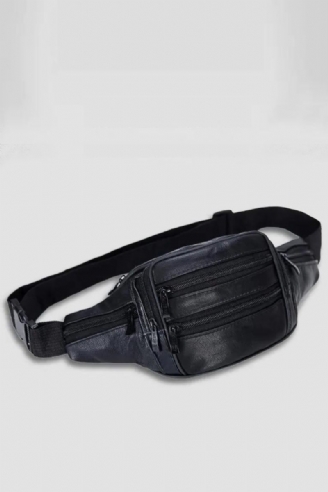 Ægte Læder Herre Fanny Pack Taljetasker Taljetaske Taljepung Banantaske Bæltepakke Ben Kvinde Brystpakke Crossbody Taske