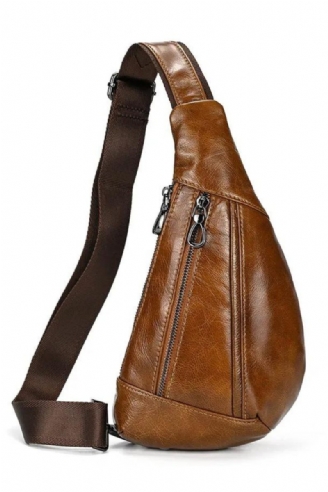 Ægte Læder Mænd Brystpakke Summer Crossbody Taske Rejseslynge Skuldertasker Riding Tasker