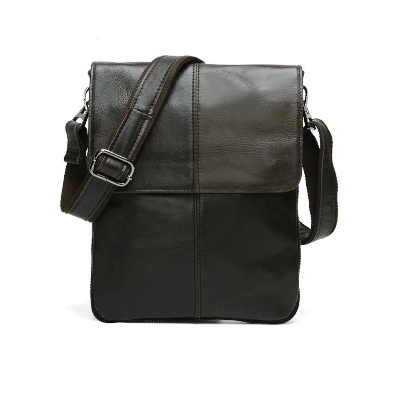 Ægte Læder Mænd Tasker Mandlige Flap Taske Casual Skulder Crossbody Håndtasker - Gul