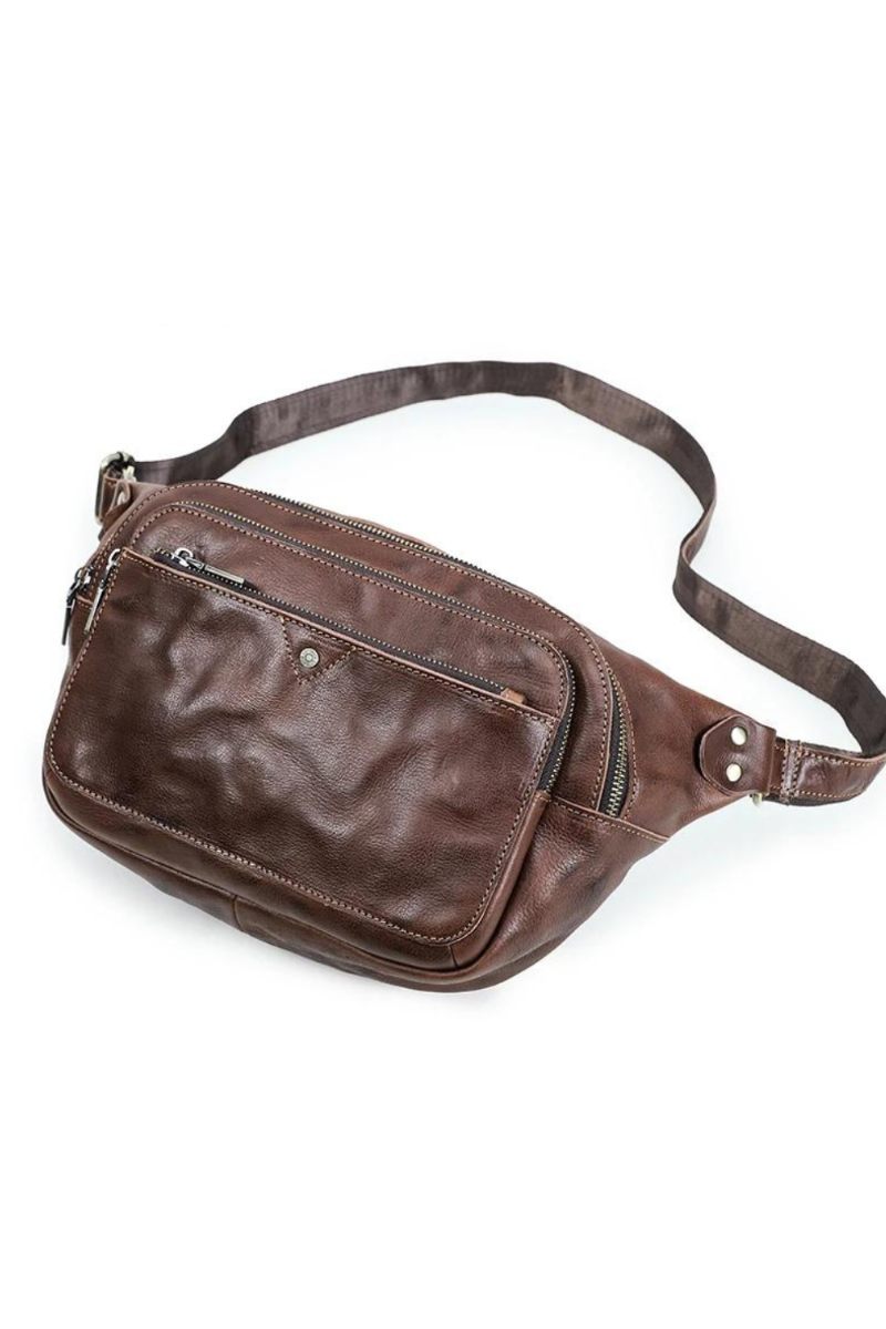 Ægte Læder Mænds Taljetaske Luksus Casual Bæltetaske Mandlige Crossbody Brysttaske