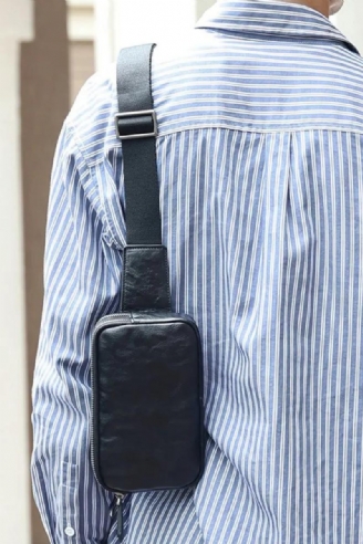 Ægte Læder Sling Tasker Vandre Rygsække Brysttaske Til Kvinder Mænd Crossbody Bryst Daypack