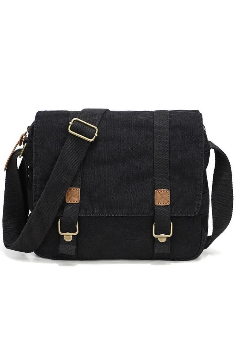 Canvas Taske Retro Skuldertaske Trend Afslappet Mænds Håndtaske Crossbody - Grøn