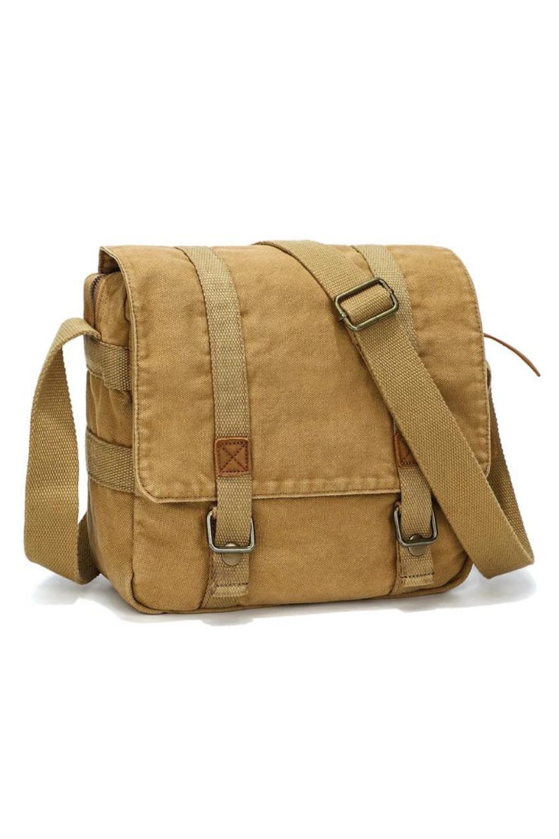 Canvas Taske Retro Skuldertaske Trend Afslappet Mænds Håndtaske Crossbody - Grøn