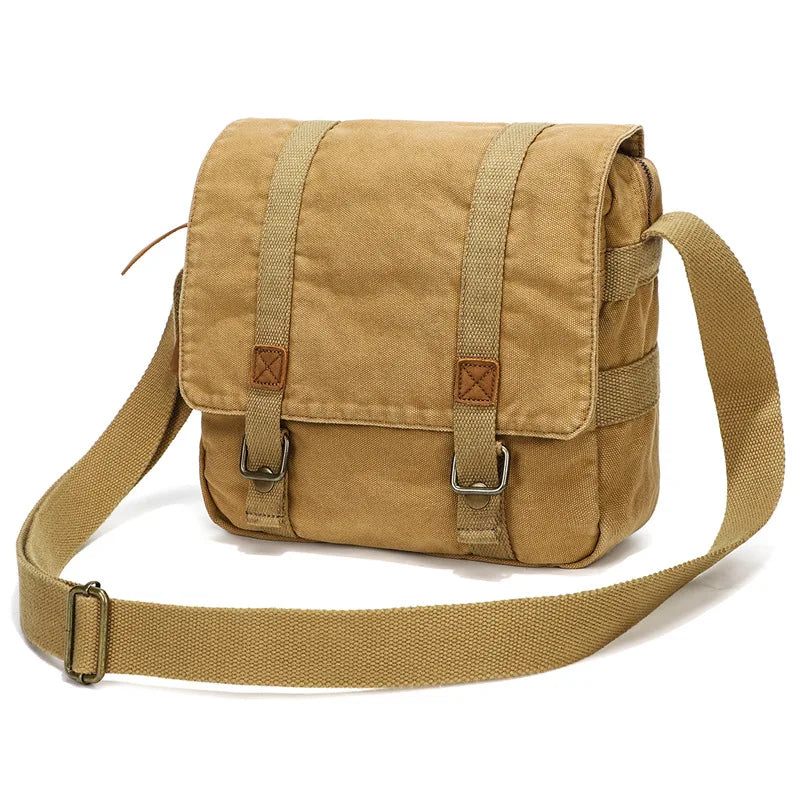 Canvas Taske Retro Skuldertaske Trend Afslappet Mænds Håndtaske Crossbody - Grøn