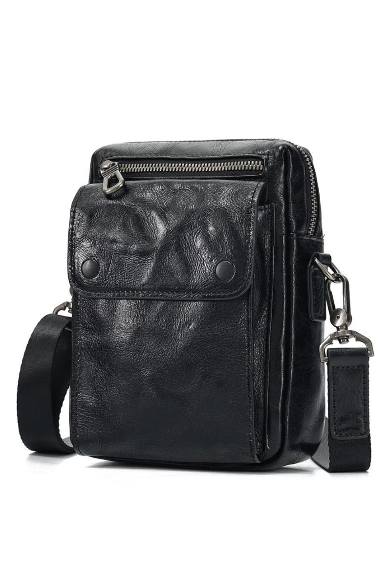 Herre Skuldertaske I Ægte Læder Messenger Pack Håndtaske Crossbody-taske Manpung Sling Satcheltaske Til Forretningsrejser