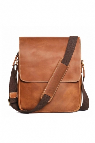 Herreklap Magnetisk Skuldertaske Hestelæder Casual Crossbody Tasker Top Layer Læder