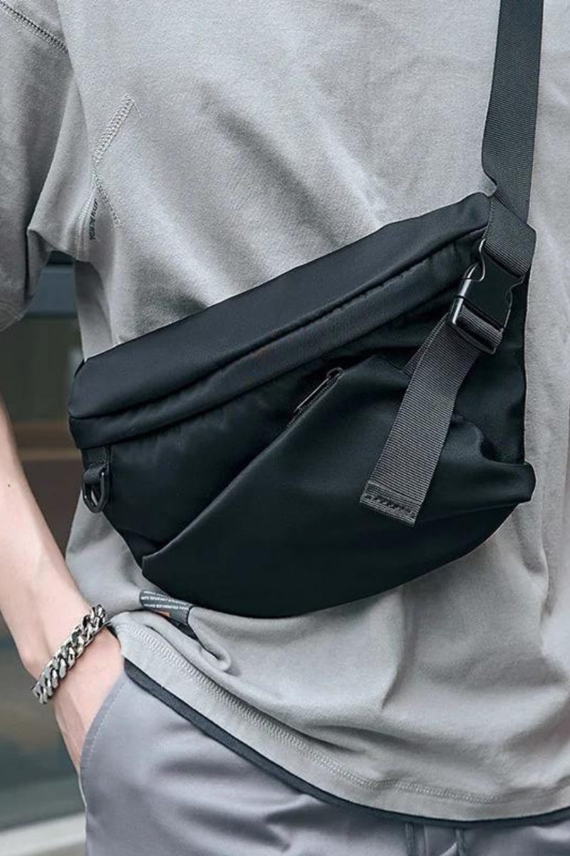 Herretaske Oxford Vandtæt Flad Crossbody-taske Sportstaske Til Mænd Med Lynlåstaske Bagpå Udendørs