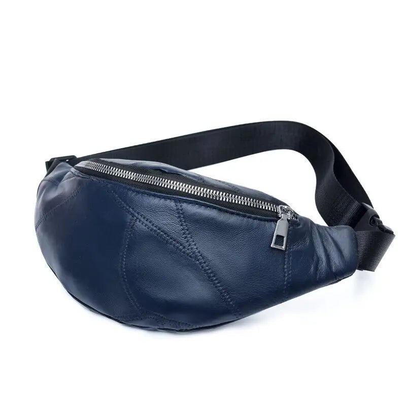 Kvinder Læderpose Sac Fanny Pack Sac Femme Packs Taljepakke Brysttaske - Blå