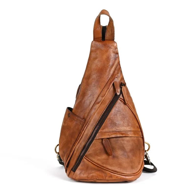 Læder Brysttaske Retro Horse Crossbody Tote Skuldertaske Taske - Brun