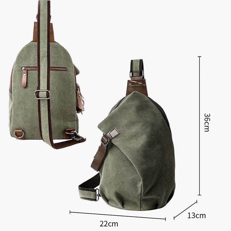 Mænd Brysttaske Canvas Sling Bag Lynlås Fritid Holdbar Crossbody Bag - Grå