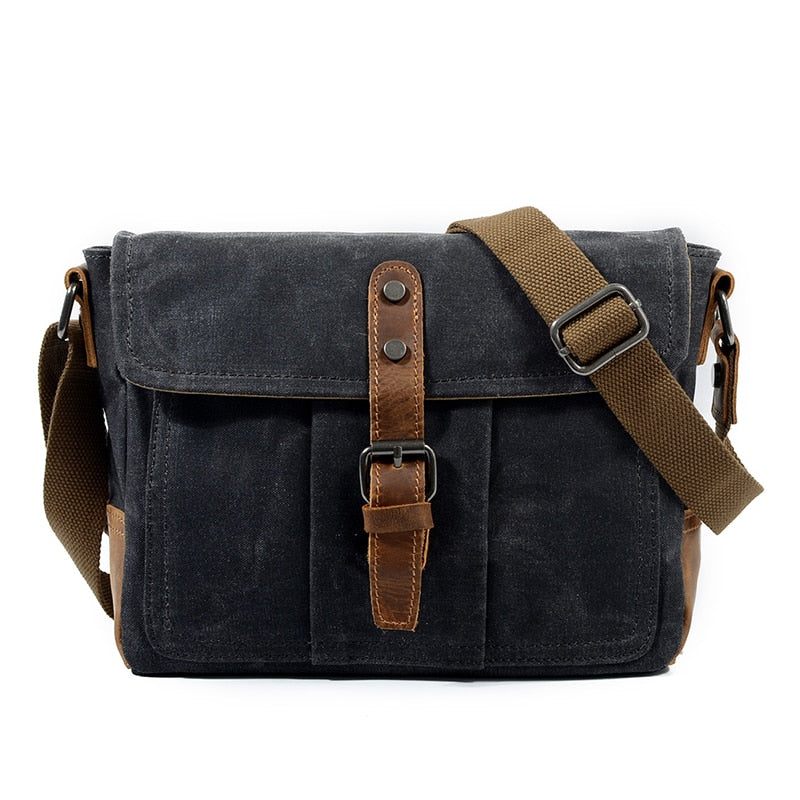 Mænd Crossbody-tasker Mandlige Højkvalitets Vintage Skuldertaske Casual Solid Messenger-taske Vandtætte Tasker - Grågrøn