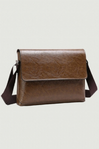 Mænd Læder Håndtaske Skuldertasker Mand Business Casual Crossbody Taske Multifunktionel Solid Messenger Pung