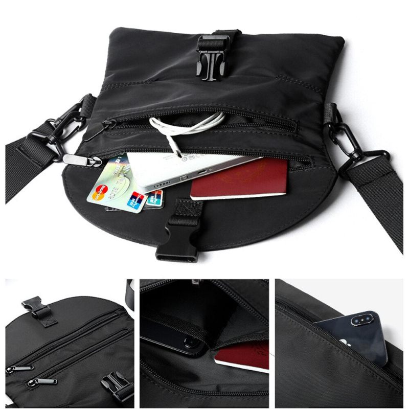 Mænd Messenger Bag Oxford Crossbody Tasker Business Soft Håndtasker Mini Håndtaske - Sort