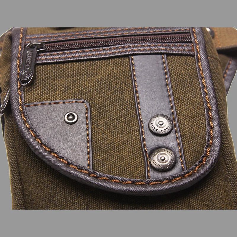 Mænd Talje Fanny Pack Drop Ben Lårtaske Motorcykelrytter Nylon Canvas Militær/overfald Mand Cross Body Hoftebælte Bum Tasker - Sort