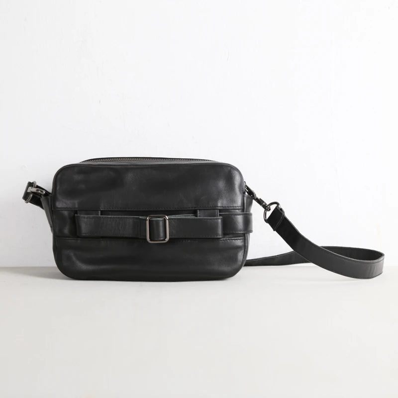 Mænd Tasker Læder Top Casual Mand Opbevaring Messenger Skuldertaske Lille Crossbody Pack Håndtasker - Sort