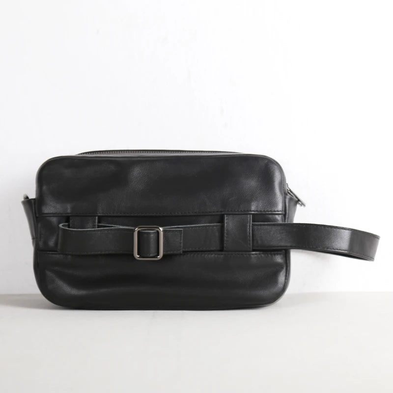 Mænd Tasker Læder Top Casual Mand Opbevaring Messenger Skuldertaske Lille Crossbody Pack Håndtasker - Sort