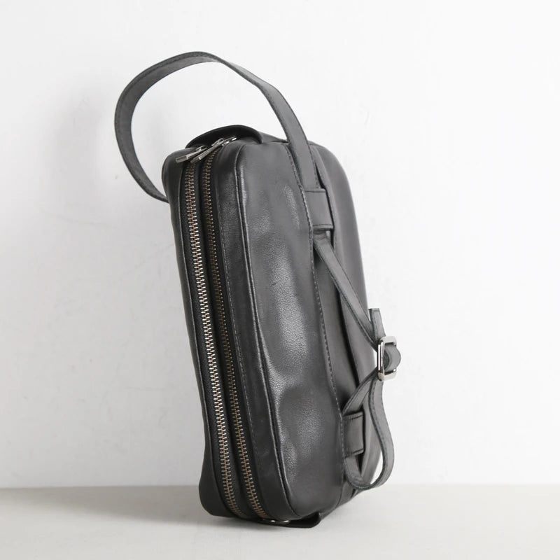 Mænd Tasker Læder Top Casual Mand Opbevaring Messenger Skuldertaske Lille Crossbody Pack Håndtasker - Sort