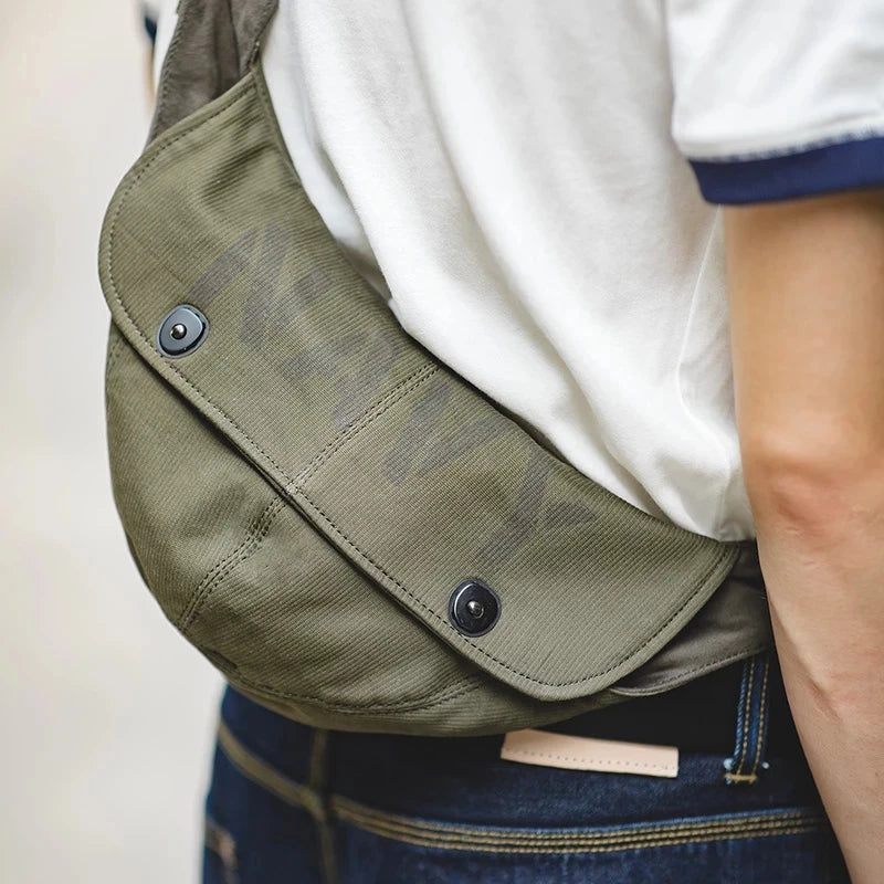 Retro Deck Herretasker Military Canvas Messenger Crossbody Bryst Taljetaske Hatte Skulderbæltetaske - Grøn