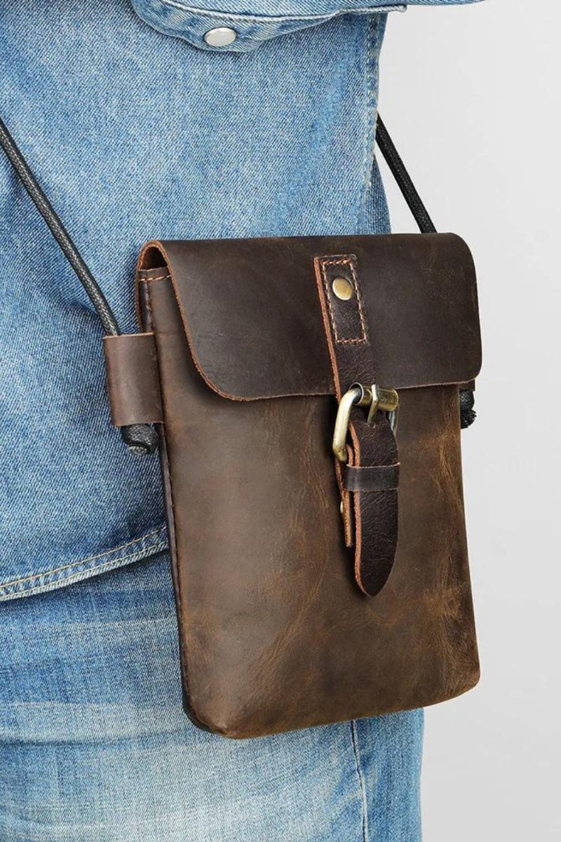 Skuldertaske Ægte Læder Small Sling Bags Blødt Crossbody-taske