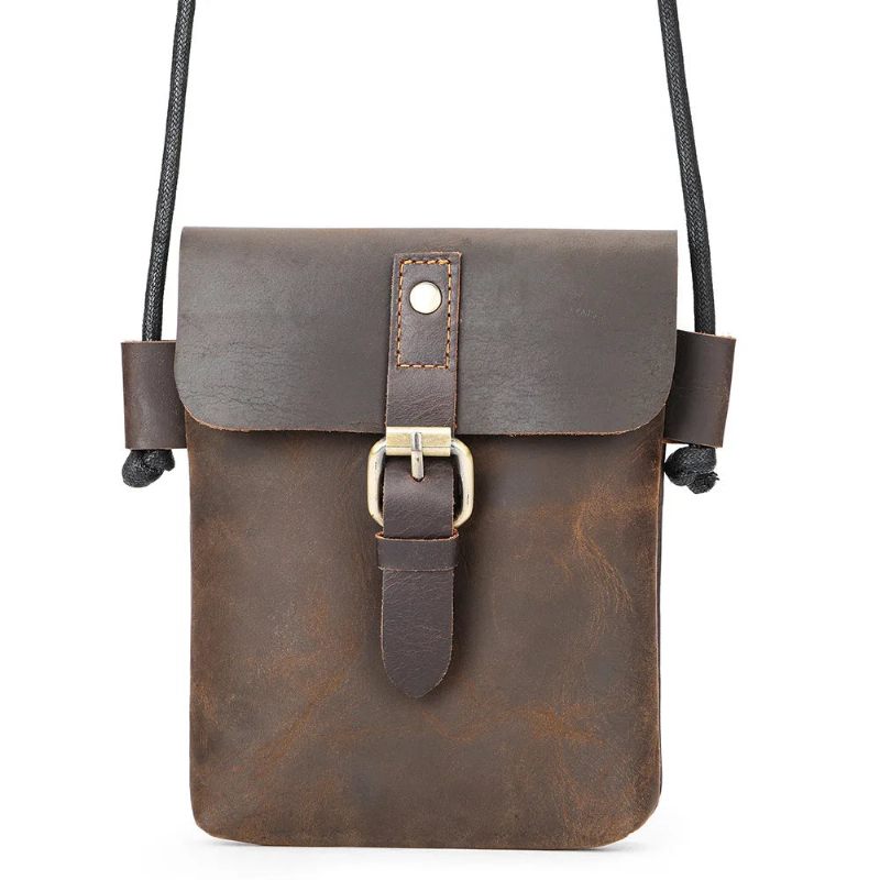 Skuldertaske Ægte Læder Small Sling Bags Blødt Crossbody-taske - Lysebrun