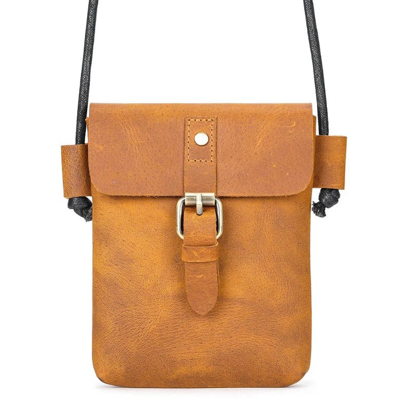 Skuldertaske Ægte Læder Small Sling Bags Blødt Crossbody-taske - Lysebrun