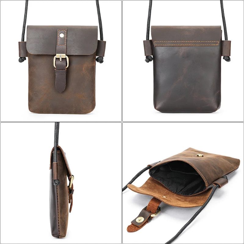 Skuldertaske Ægte Læder Small Sling Bags Blødt Crossbody-taske - Lysebrun