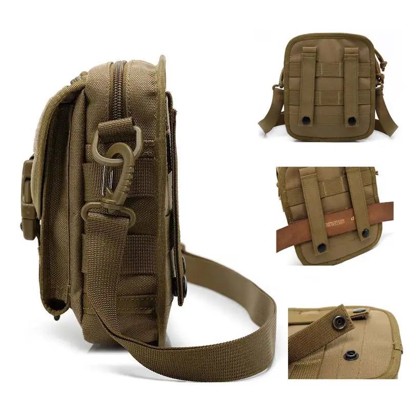 Taktisk Taske Nylon Taljepakke Taljetaske Camping Messenger Bag - Khaki