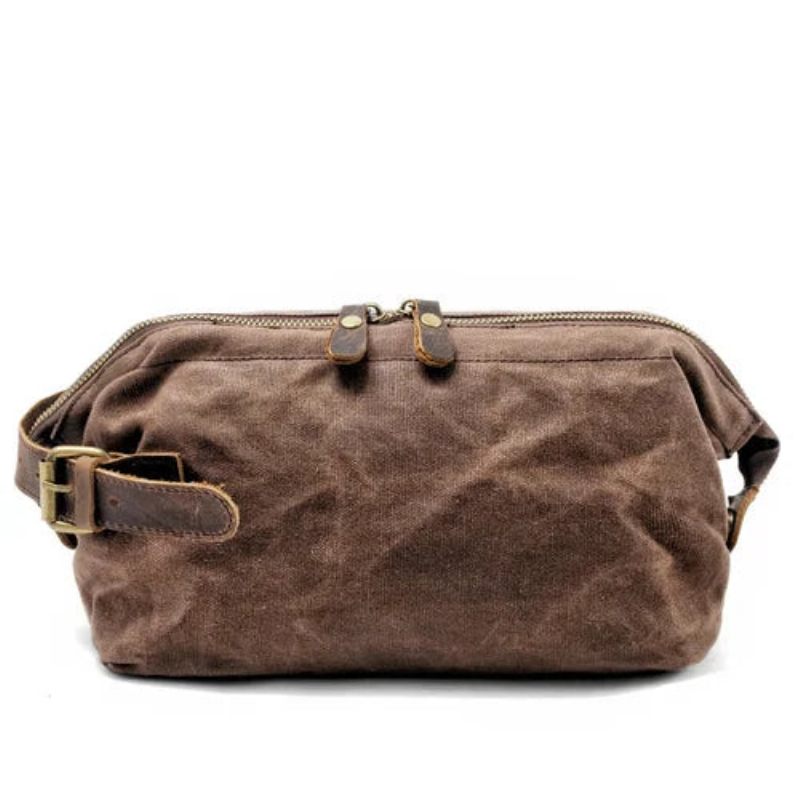 Travel Canvas Clutch Taske Herre Håndtaske Vandtæt Vasketaske Håndledstaske Lille - Mørkegrå