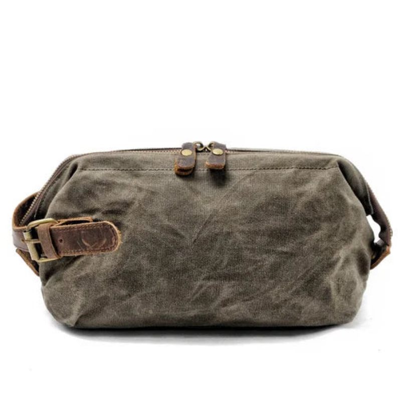 Travel Canvas Clutch Taske Herre Håndtaske Vandtæt Vasketaske Håndledstaske Lille - Mørkegrå