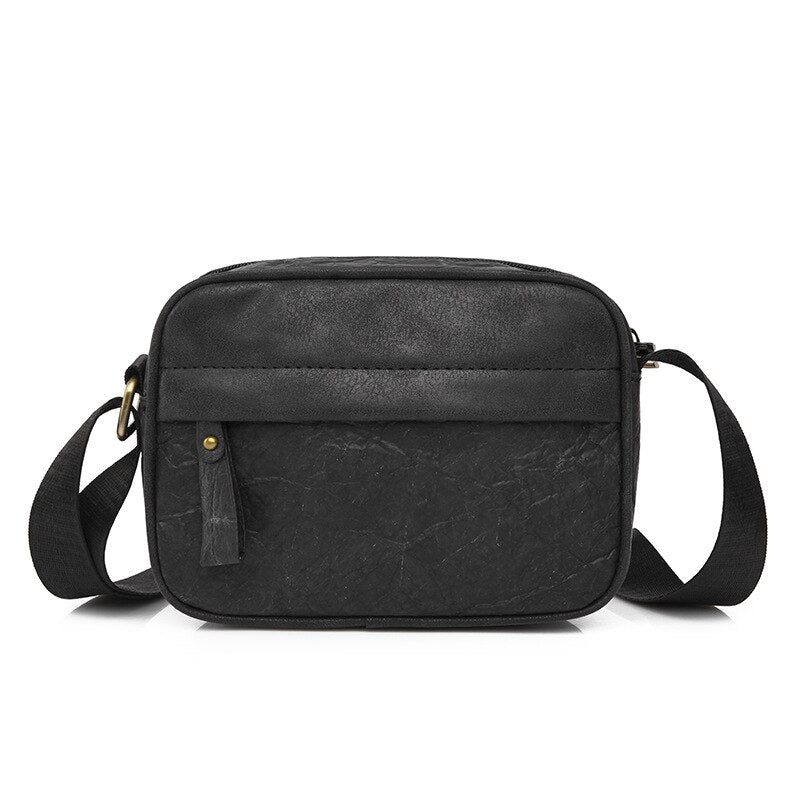 Unisex Vintage Crossbody Taske Til Mand Miljøvenlige Materialer Håndtaske Multifunktion Enkelt Skulder - Sort