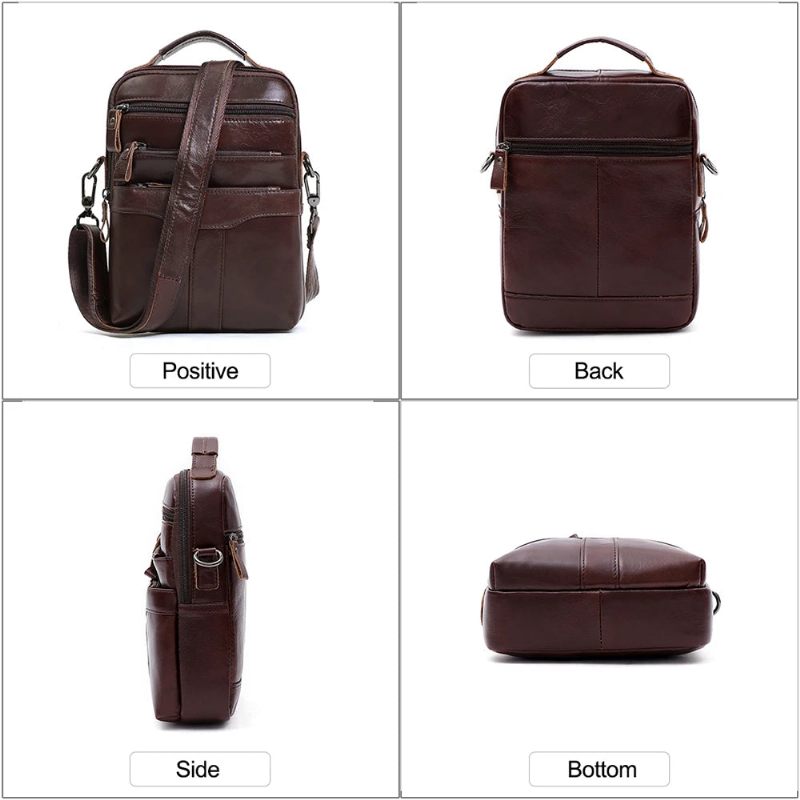 Vintage Skuldertaske I Ægte Læder Til Mænd Casual Håndtaske Til Crossbody Messenger-tasker I Naturlæder Til - Brun