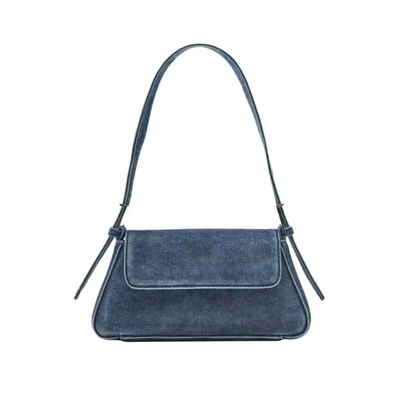 Dametaske Summer Hundreds Flap Blå Denimtaske Commuter Single Shoulder Armpit Bag Kvinde - Blå