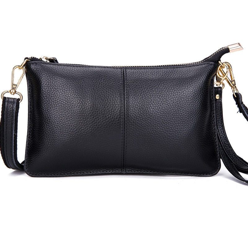 Kvinder Ægte Læder Day Clutches Candy Skuldertasker Crossbody Tasker Små Clutch - Sort