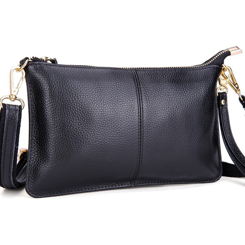 Kvinder Ægte Læder Day Clutches Candy Skuldertasker Crossbody Tasker Små Clutch - Sort