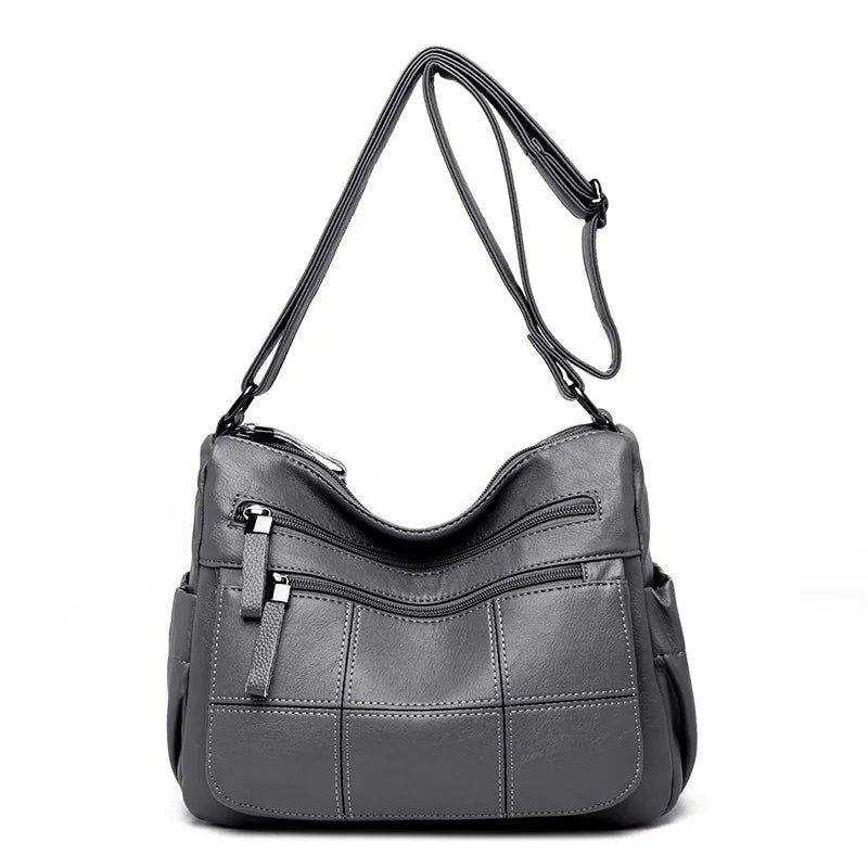 Kvinder Messenger Bag Læder Skuldertaske Casual Firkantet Mom Bag Kvinde Crossbody Tasker - Rød