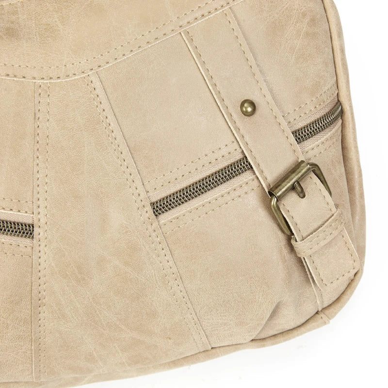 Kvinder Skuldertaske Læder Crossbody Taske Kvinders Håndtaske Lommer Tote Punge - Beige