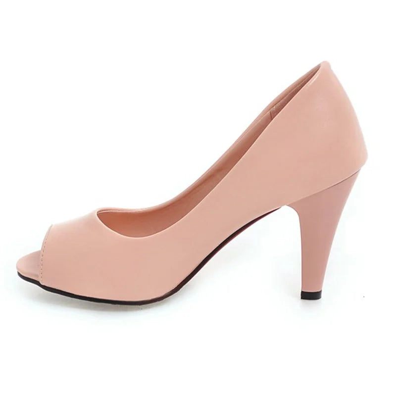 Damesko Med Høje Hæle Klassiske Spring Peep Toe Pumps Elegant - Beige