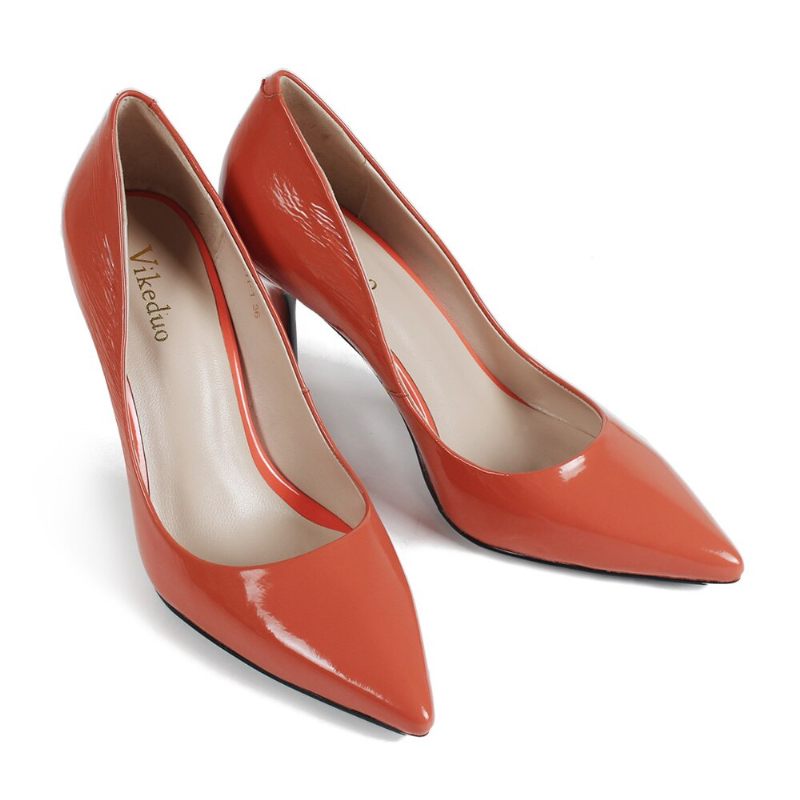 Håndlavede Ægte Lædersko Original Party Bryllupssko Dame Højhælede Pumps - 9 Cm - Orange