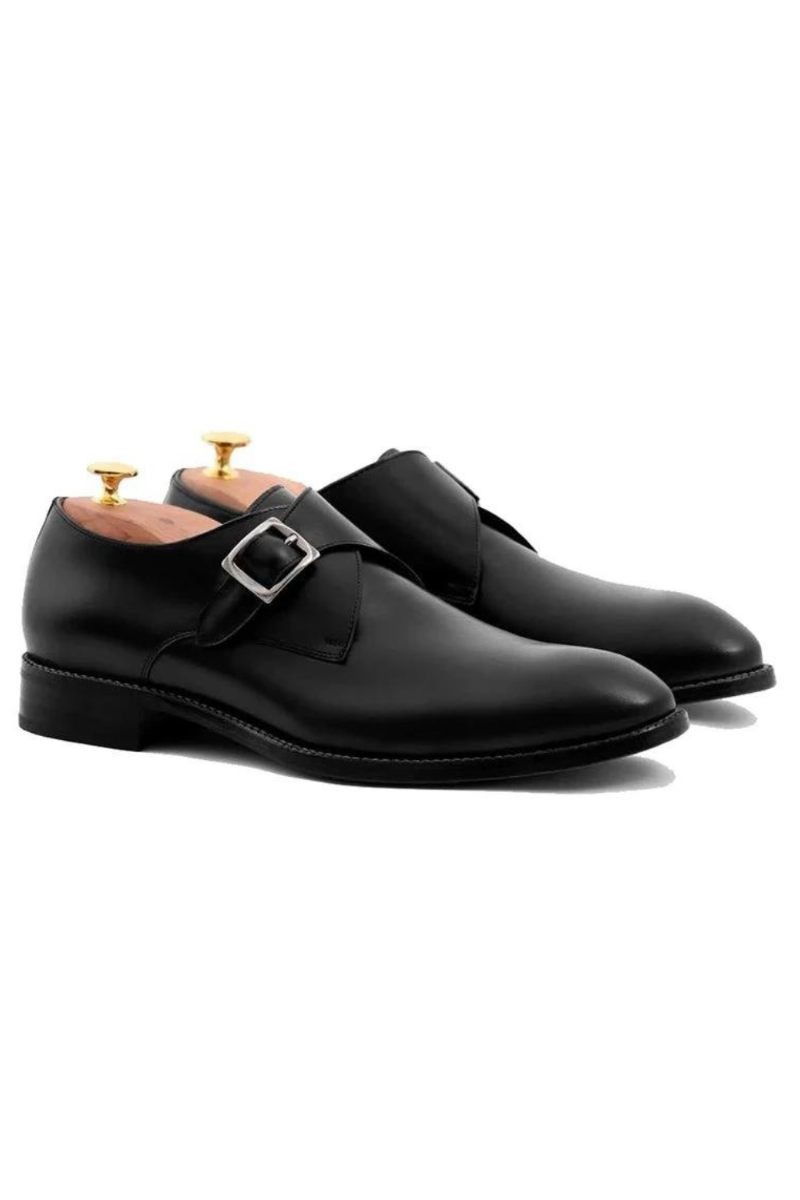 Black Monk Straps Mænd Sko Designer Brudekjole Ægte Læder Bedste Håndlavede Business Sko Til Mand