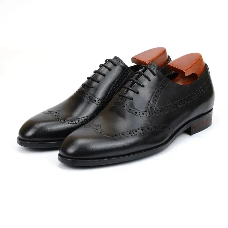 Brogue Oxford Mænd Kjole Sko Bryllup Best Man Sko Ægte Læder Håndlavede Designer Formelle Sko Originale - Brun